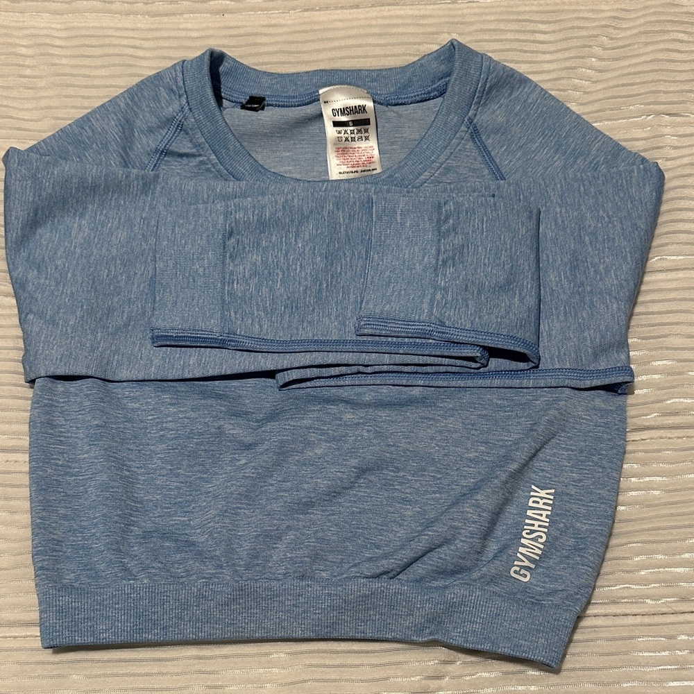 Gymshark Womens Heather Blue Crewneck Workout Top